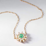 Gargantilha Florence Esmeralda e Diamante em Ouro Amarelo 18K