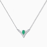 Mia Emerald and Diamond Necklace in 18k White Gold