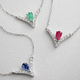 Mia Emerald and Diamond Necklace in 18k White Gold
