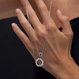 Gargantilla Dalia de Zafiro y Diamantes en Oro Blanco de 18 Kt
