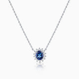 Gargantilla Dalia de Zafiro y Diamantes en Oro Blanco de 18 Kt
