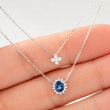 Gargantilla Dalia de Zafiro y Diamantes en Oro Blanco de 18 Kt