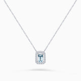 Art Deco Aquamarine and Diamond Necklace in 18k White Gold