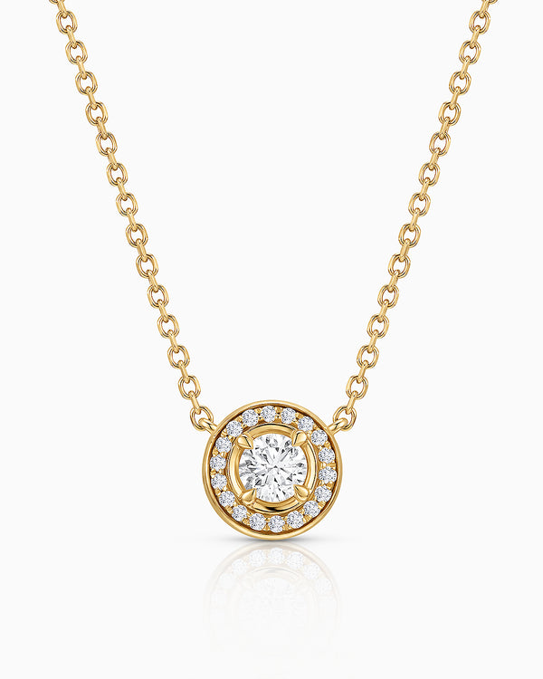 Liora Halo Diamond Necklace in 18K Yellow Gold