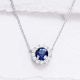Gargantilla Anette de Zafiro y Diamantes en Oro Blanco de 18 Kt
