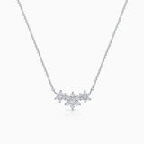 Rosette Trilogy Diamond Necklace in 18k White Gold