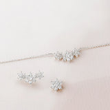 Rosette Trilogy Diamond Necklace in 18k White Gold