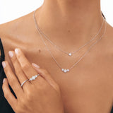 Rosette Trilogy Diamond Necklace in 18k White Gold