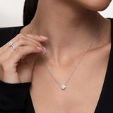 Rosette 0.50 ct Solitaire Diamond Necklace in 18k White Gold