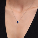 Irem 0.50 ct Diamond and Sapphire Necklace in 18k White Gold