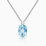 Gargantilla Amelie Oval de Aguamarina en Oro Blanco de 18 Kt
