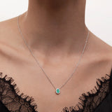 Irem 0.30 ct Diamond and Emerald Necklace in 18k White Gold