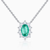 Irem 0.30 ct Diamond and Emerald Necklace in 18k White Gold