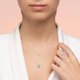 Irem 0.30 ct Diamond and Emerald Necklace in 18k White Gold