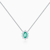 Irem 0.30 ct Diamond and Emerald Necklace in 18k White Gold