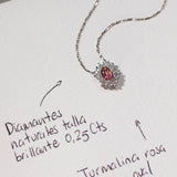 Gargantilha Petra Turmalina Rosa e Diamante em Ouro Branco 18K