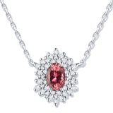Gargantilha Petra Turmalina Rosa e Diamante em Ouro Branco 18K