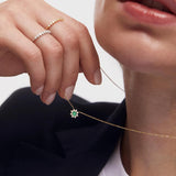 Gargantilha Astrid Esmeralda e Diamante em Ouro Amarelo 18 K