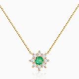 Gargantilha Astrid Esmeralda e Diamante em Ouro Amarelo 18 K
