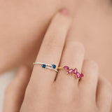 Anel Tri-Marquise Ruby em ouro amarelo 18K