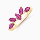 Anel Tri-Marquise Ruby em ouro amarelo 18K