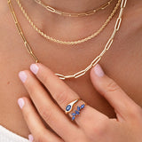 Tri-Marquise Sapphire Ring in 18k Yellow Gold