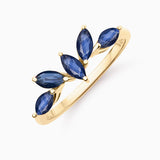 Tri-Marquise Sapphire Ring in 18k Yellow Gold