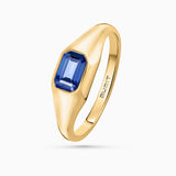 Sortija Sello Amar de Zafiro en Oro Amarillo de 18 Kt