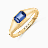 Sortija Sello Amar de Zafiro en Oro Amarillo de 18 Kt