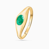 Anel Seal Amar Oval Esmeralda em Ouro Amarelo 18 K