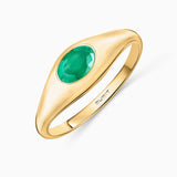Anel Seal Amar Oval Esmeralda em Ouro Amarelo 18 K
