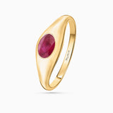 Anel Seal Amar Oval Rubi em Ouro Amarelo 18 K