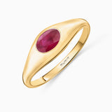 Anel Seal Amar Oval Rubi em Ouro Amarelo 18 K