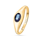 Sortija Sello Amar de Zafiro Oval en Oro Amarillo de 18 Kt