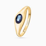 Amar Oval Sapphire Signet Ring in 18k Yellow Gold