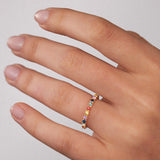 Minzi Multicolour Sapphire Half Eternity Ring in 18k Yellow Gold
