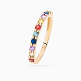 Minzi Multicolour Sapphire Half Eternity Ring in 18k Yellow Gold