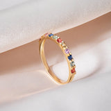 Minzi Multicolour Sapphire Half Eternity Ring in 18k Yellow Gold