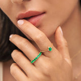 Anel Eternity Colors Esmeralda em Ouro Amarelo 18 K