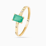 Anel Baguette Esmeralda e Diamante Ouro Amarelo 18K