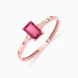 Baguette Ruby and Diamond Ring in 18k Rose Gold