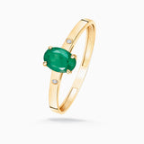 Anel oval de esmeralda e diamante em ouro amarelo 18 K