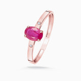 Anel oval de rubi e diamante em ouro rosa 18 K