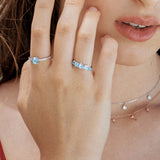 Radiant Aquamarine and Diamond Ring in 18k White Gold