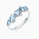 Radiant Aquamarine and Diamond Ring in 18k White Gold