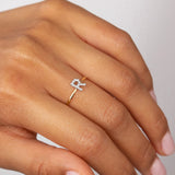 Anel de diamante inicial MY em ouro amarelo 18 K