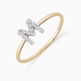 Anel de diamante inicial MY em ouro amarelo 18 K