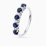 Anel de diamantes Eternity Colors com safiras em ouro branco 18 K