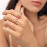 Anel de diamantes Eternity Colors com rubis em ouro rosa 18 K