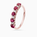 Anel de diamantes Eternity Colors com rubis em ouro rosa 18 K